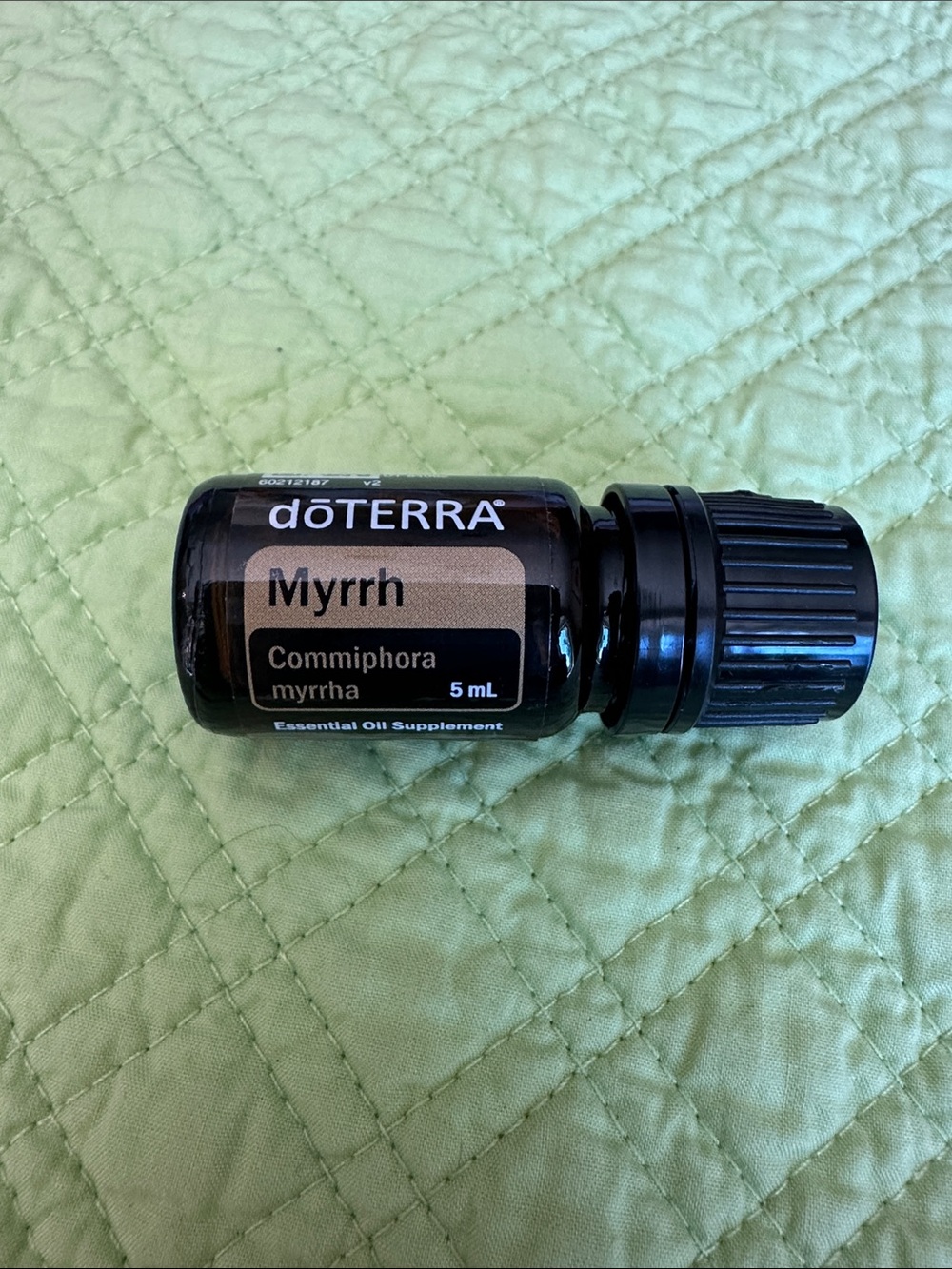 Doterra Myrrh Essential Oil Bottle - Black & Brown